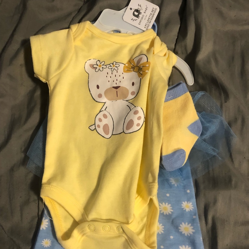 Yellow and blue 4 pc Emporio Baby Layette Set